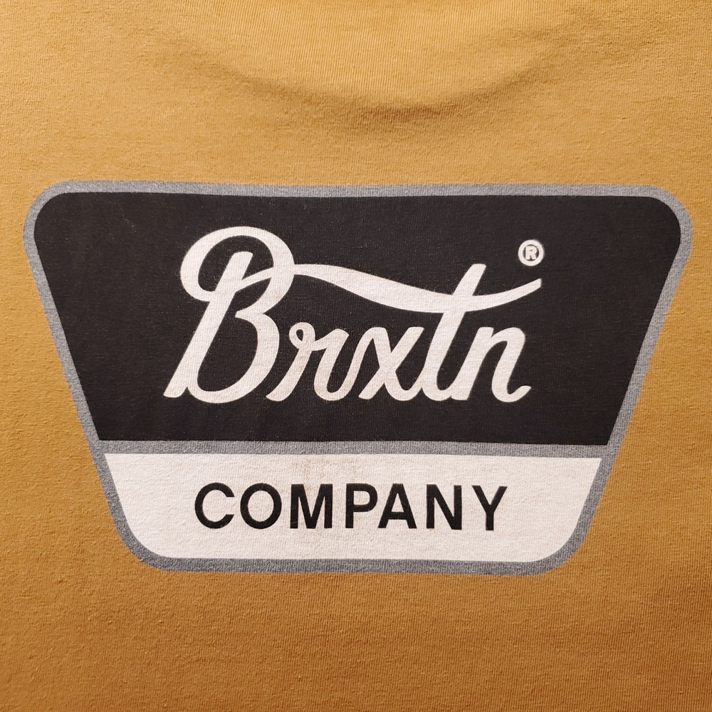 Brixton Crest T Shirt Men L Mustard Yellow Skate Surf Streetwear Casual Indie - Picture 8 of 8